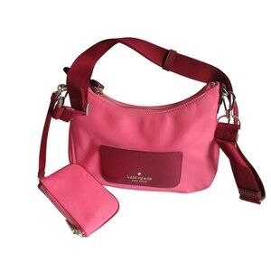 *kate spade New York Pink Canvas Crossbody Shoulder Bag w Matching Coin Purse